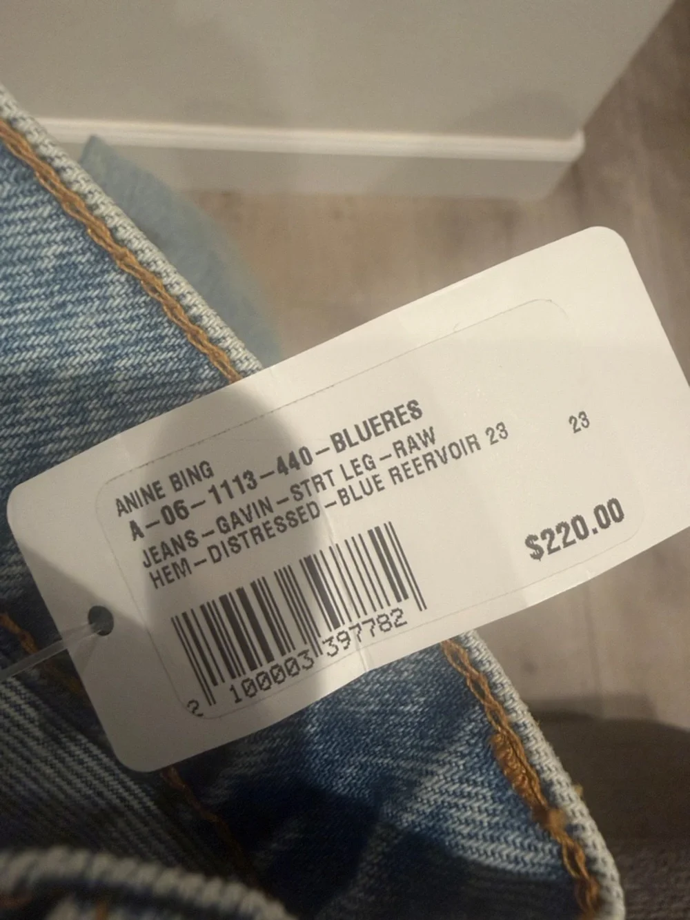 Anine Bing Gavin Straight Leg Jeans with Distressed Detail - Picture 12 of 12